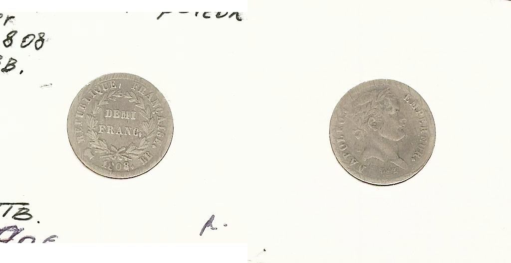 half franc Napoleon 1808BB gVF